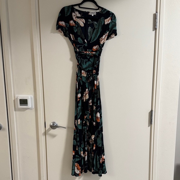 XIX Palms Black and Green Floral Maxi Dress - Picture 3 of 6